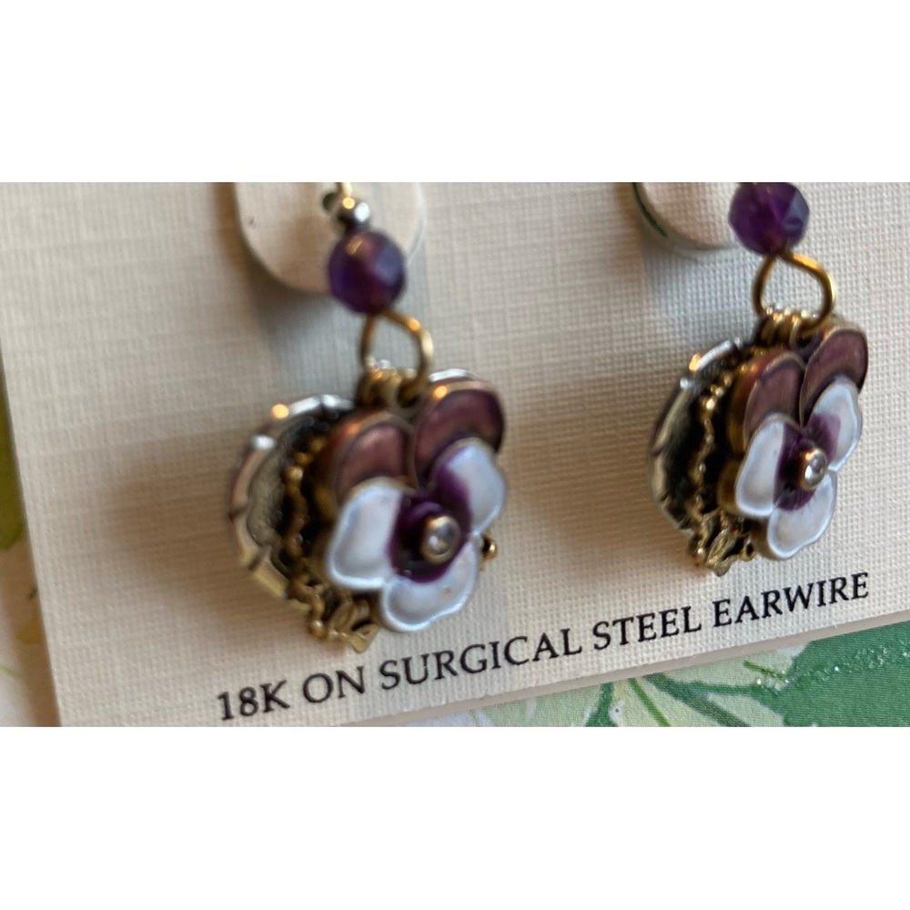 Silver Forest Pansy Earrings